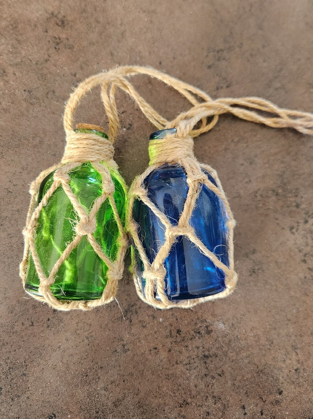Vintage Style Glass Floats Nautical Decor Blue Green Net Beachy Coastal